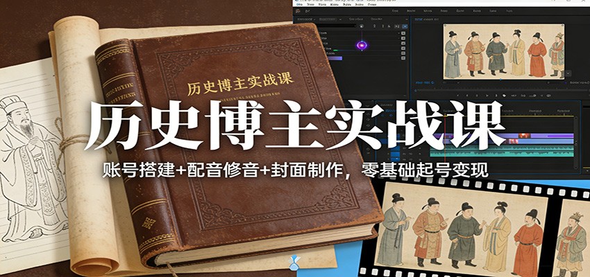历史博主实战课:账号搭建+配音修音+封面制作,零基础起号变现-海淘下载站