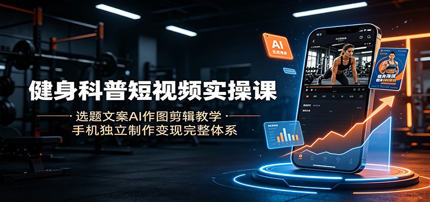 健身科普短视频实操课：选题文案AI作图剪辑教学，手机独立制作变现完整体系-海淘下载站