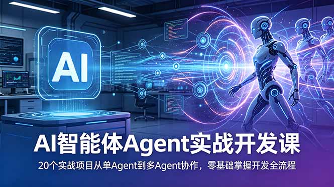 AI智能体Agent实战开发课：20个实战项目从单Agent到多Agent协作，零基础掌握开发全流程-海淘下载站