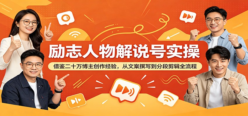 励志人物解说号实操：借鉴二十万博主创作经验，从文案撰写到分段剪辑全流程-海淘下载站