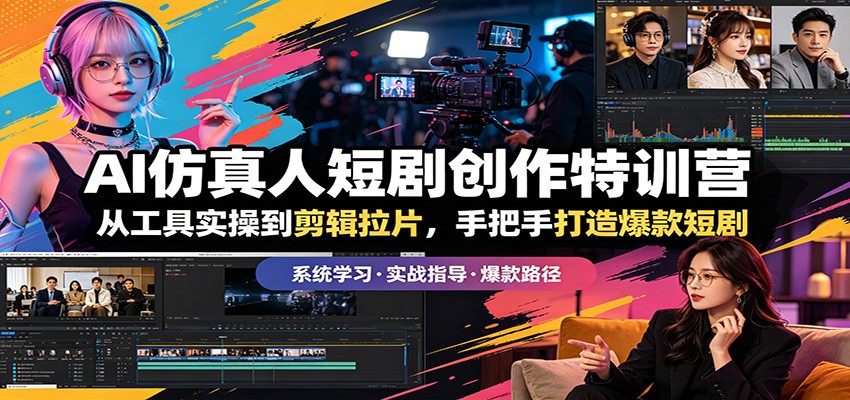 AI仿真人短剧创作特训营：从工具实操到剪辑拉片，手把手打造爆款短剧-海淘下载站