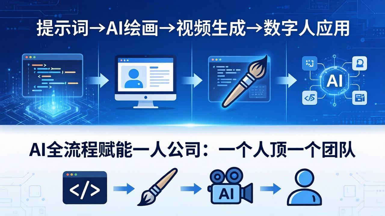 AI全流程赋能一人公司：提示词、绘画、视频、数字人、编程，一个人顶一个团队-海淘下载站