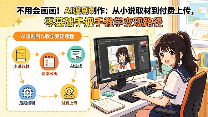 不用会画画！AI漫剧制作：从小说取材到付费上传，零基础手把手教学变现路径-海淘下载站