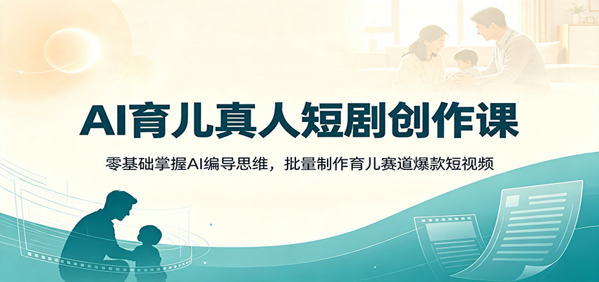 AI育儿真人短剧创作课：零基础掌握AI编导思维，批量制作育儿赛道爆款短视频-海淘下载站