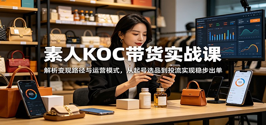 素人KOC带货实战课：解析变现路径与运营模式，从起号选品到投流实现稳步出单-海淘下载站