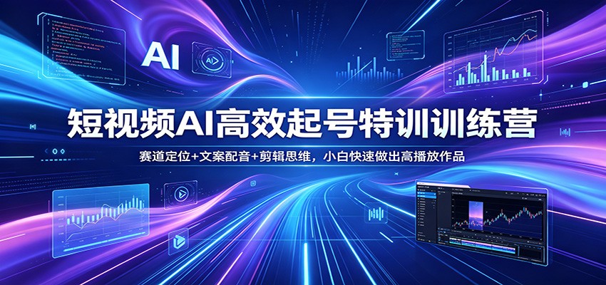 短视频AI高效起号特训训练营：赛道定位+文案配音+剪辑思维，小白快速做出高播放作品-海淘下载站