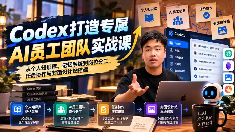 【无水印】Codex打造专属AI员工团队实战课:从个人知识库、记忆系统到岗位分工、任务协作与封面设计站搭建-海淘下载站