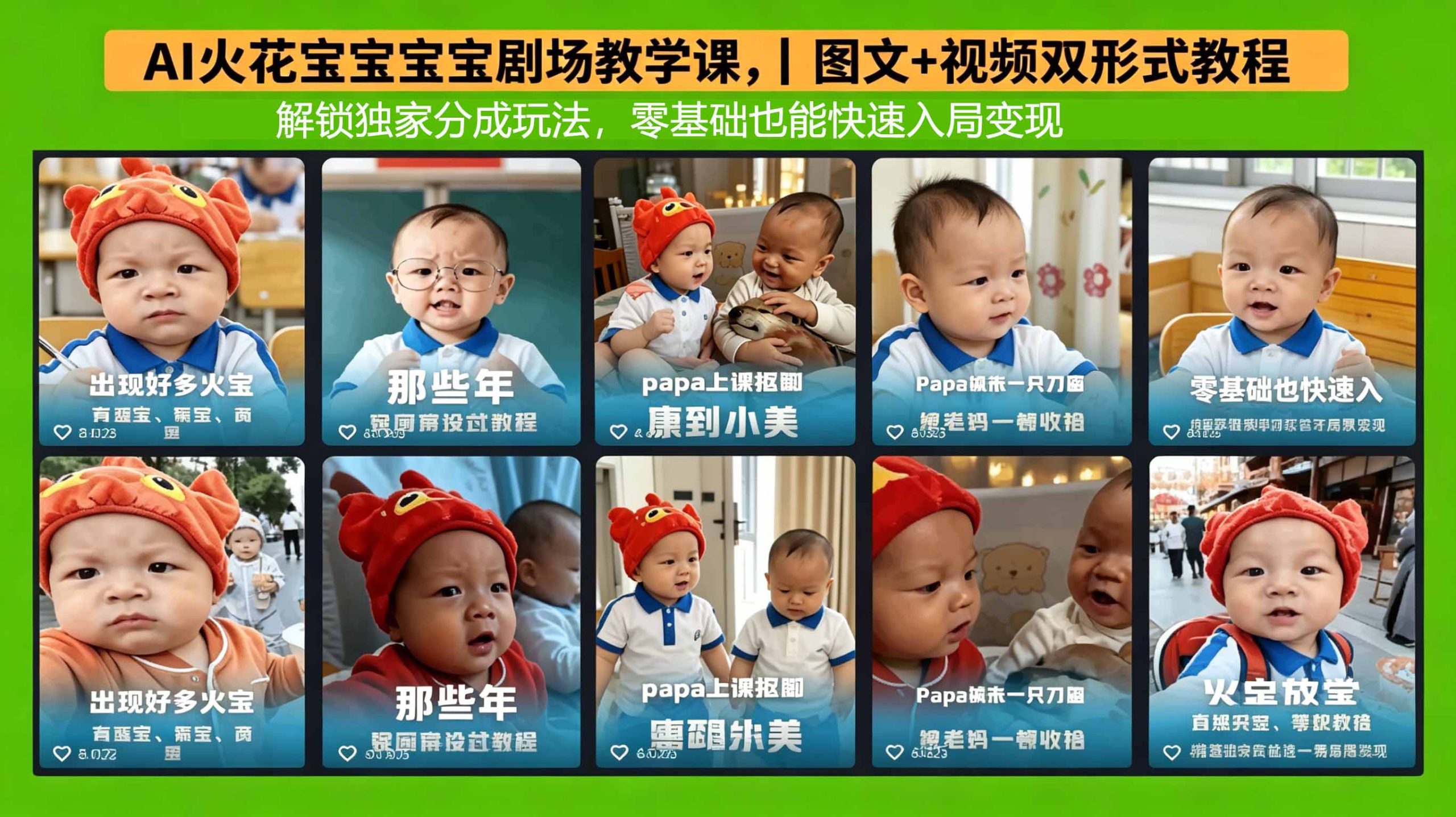 AI火花宝宝宝宝剧场教学课，图文+视频双形式教程，解锁独家分成玩法，零基础也能快速入局变现-海淘下载站