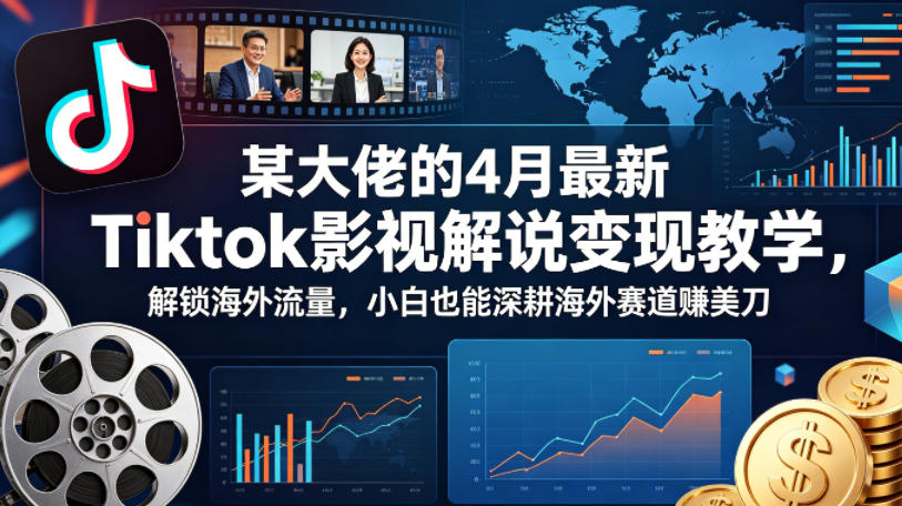 某大佬的4月最新Tiktok影视解说变现教学，解锁海外流量，小白也能深耕海外赛道賺美刀-海淘下载站