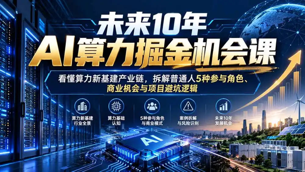 未来10年AI算力掘金机会课：看懂算力新基建产业链，拆解普通人5种参与角色、商业机会与项目避坑逻辑-海淘下载站