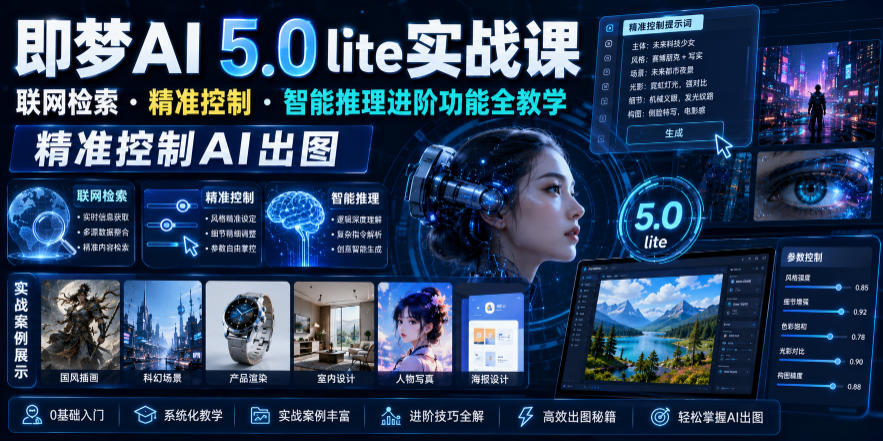 即梦AI 5.0 lite实战课,联网检索・精准控制・智能推理进阶功能全教学,精准控制AI出图-海淘下载站