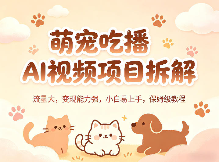 萌宠吃播AI视频项目拆解，流量大，变现能力强，小白易上手，保姆级教程-海淘下载站