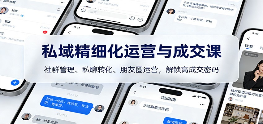 私域精细化运营与成交课：社群管理、私聊转化、朋友圈运营，解锁高成交密码-海淘下载站