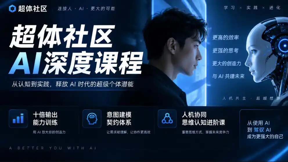 超体社区AI深度课程,十倍输出能力训练,意图建模契约体系,人机协同思维认知进阶课-海淘下载站