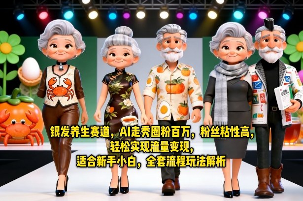 银发养生赛道，AI走秀圈粉百万，粉丝粘性高，轻松实现流量变现，适合新手小白，全套流程玩法解析-海淘下载站