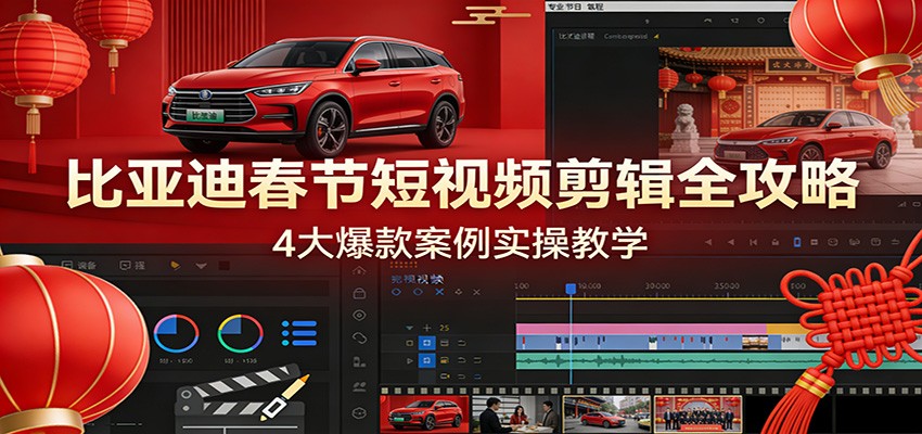 比亚迪春节短视频剪辑全攻略，4大爆款案例实操教学-海淘下载站