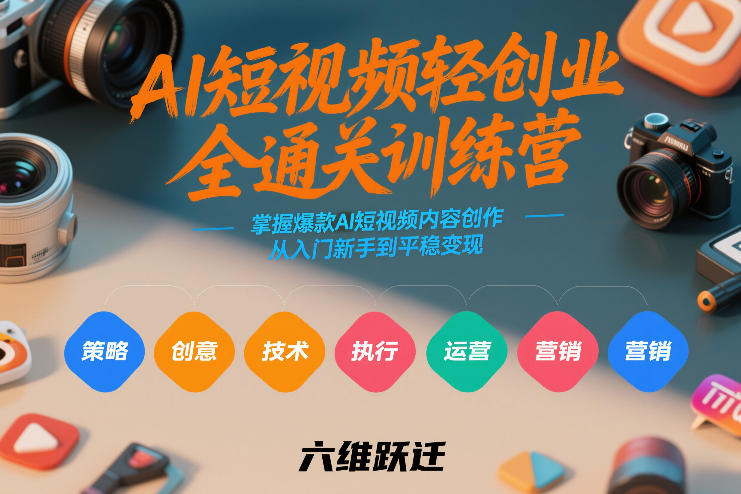 AI短视频轻创业全通关训练营，掌握爆款AI短视频内容创作，从入门新手到平稳变现的六维跃迁-海淘下载站