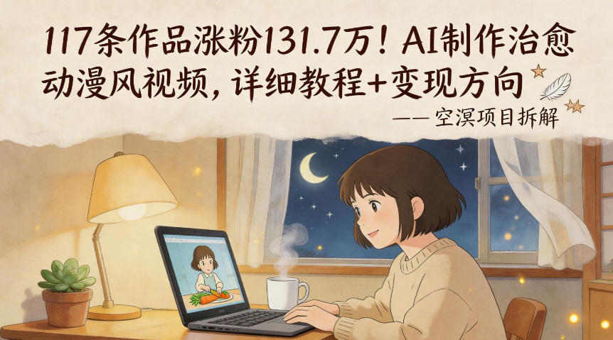 117条作品涨粉131.7W！AI制作治愈动漫风视频，详细教程+变现方向-海淘下载站