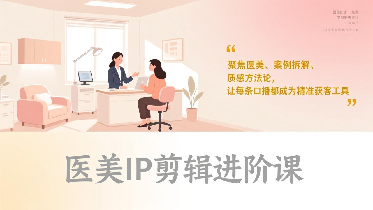 医美IP剪辑进阶课，聚焦医美、案例拆解、质感方法论，让每条口播都成为精准获客工具-海淘下载站