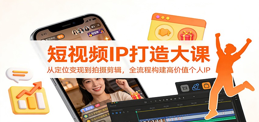 短视频IP打造大课：从定位变现到拍摄剪辑，全流程构建高价值个人IP-海淘下载站