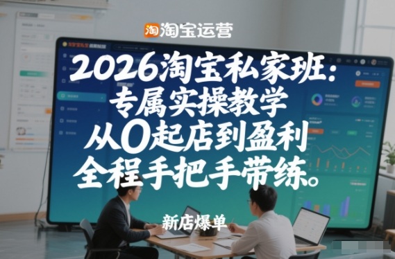 2026淘宝私家班：专属实操教学，从0起店到盈利，全程手把手带练-海淘下载站