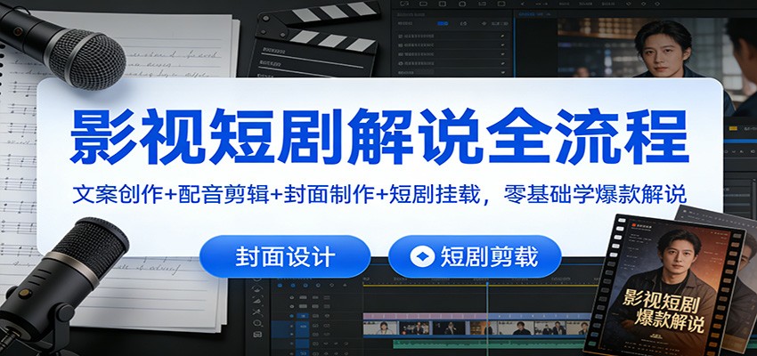 影视短剧解说全流程：文案创作+配音剪辑+封面制作+短剧挂载，零基础学爆款解说-海淘下载站