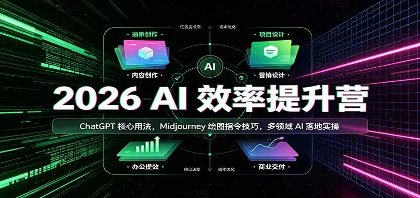 2026 AI效率提升营：ChatGPT核心用法，Midjourney绘图指令技巧，多领域AI落地实操-海淘下载站