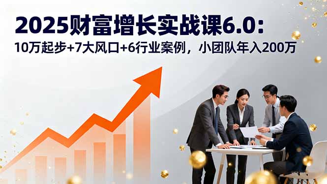 2025财富增长实战课6.0：10万起步+7大风口+6行业案例，小团队年入200万-海淘下载站