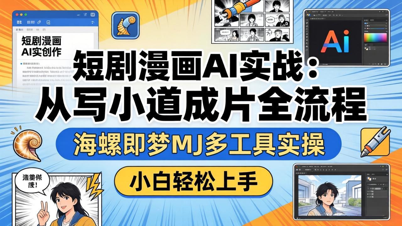 短剧漫画AI实战：从写小说到成片全流程，海螺即梦MJ多工具实操，小白轻松上手-海淘下载站