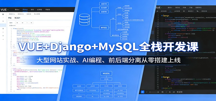 VUE+Django+MySQL全栈开发课：大型网站实战、AI编程、前后端分离从零搭建上线-海淘下载站