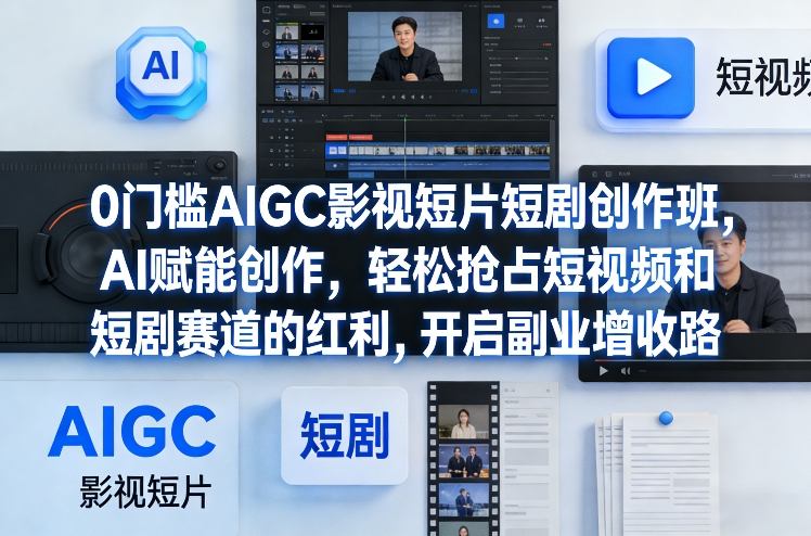 0门槛AIGC影视短片短剧创作班，AI赋能创作，轻松抢占短视频和短剧赛道的红利，开启副业增收路-海淘下载站