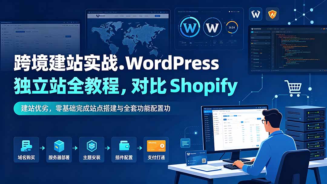 跨境建站实战:WordPress 独立站全教程,对比 Shopify 建站优劣,零基础完成站点搭建与全套功能配置-海淘下载站