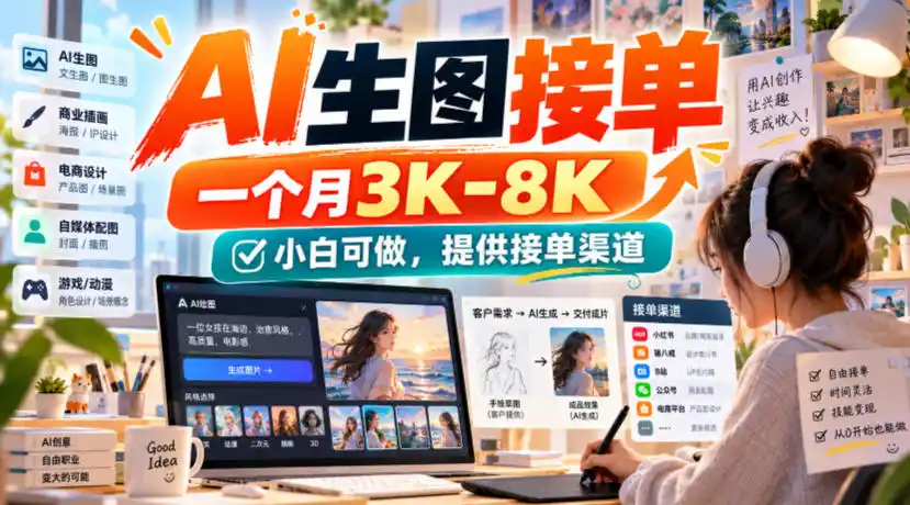 AI生图接单，一个月3K-8K，小白可做，提供接单渠道-海淘下载站