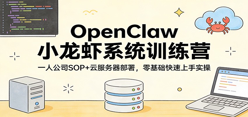 OpenClaw小龙虾系统训练营：一人公司SOP，云服务器部署，零基础快速上手实操-海淘下载站