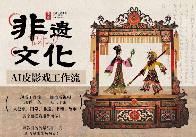 AI一键生成民俗文化非遗皮影戏视频，一刀不剪无需剪辑，30S一条，一天上百条，流量财富嘎嘎猛-海淘下载站