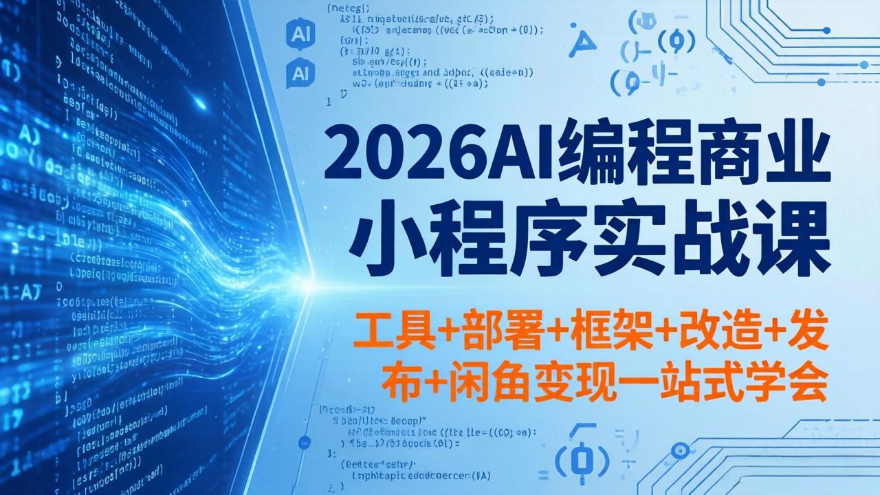 2026AI编程商业小程序实战课，工具+部署+框架+改造+发布+闲鱼变现一站式学会-海淘下载站