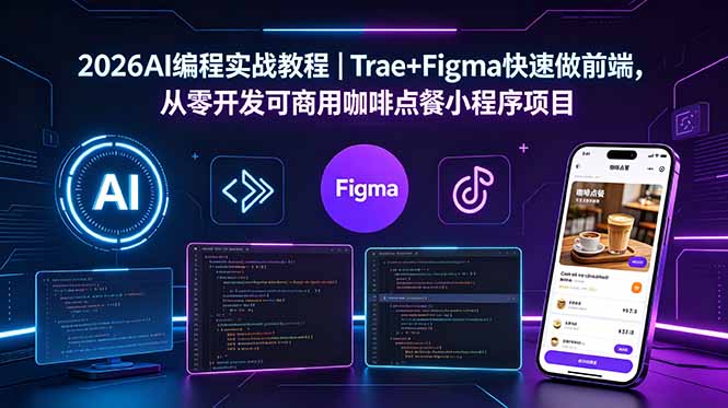 2026AI编程实战教程|Trae+Figma快速做前端,从零开发可商用咖啡点餐小程序项目-海淘下载站