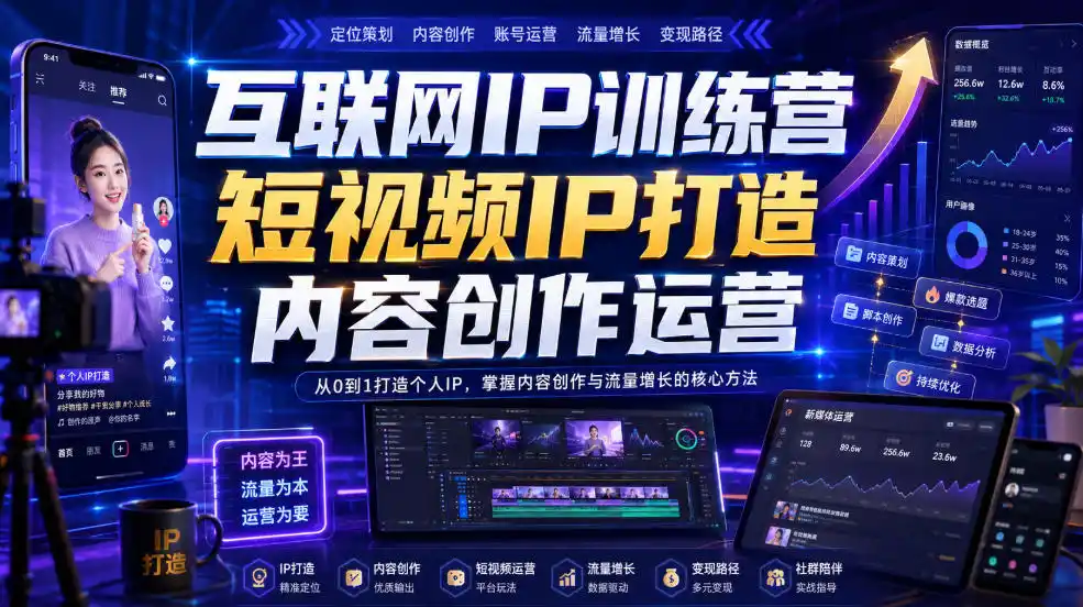 互联网IP训练营，短视频IP打造，内容创作运营-海淘下载站