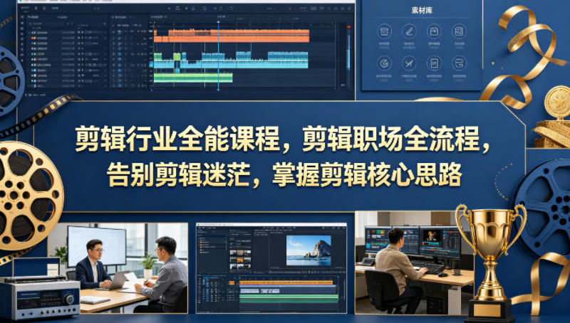 剪辑行业全能课程，剪辑职场全流程，告别剪辑迷茫，掌握剪辑核心思路-海淘下载站
