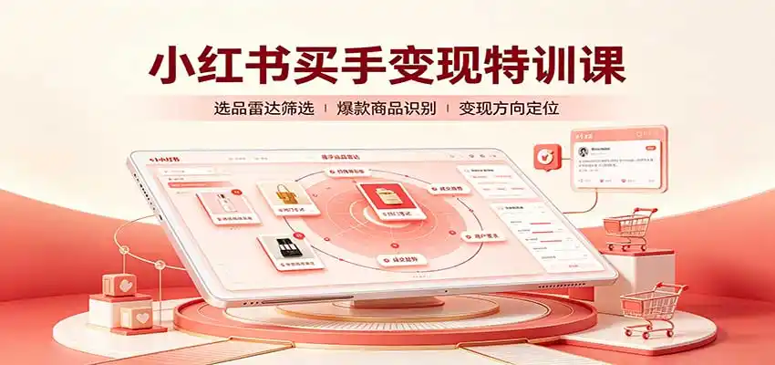 小红书买手变现特训课:账号定位养号起号,选品挂车,笔记标题封面全套教学-海淘下载站