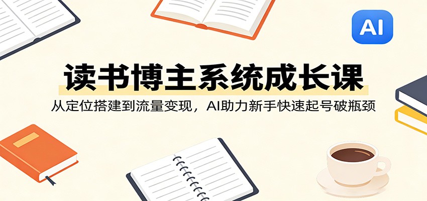 读书博主系统成长课：从定位搭建到流量变现，AI助力新手快速起号破瓶颈-海淘下载站
