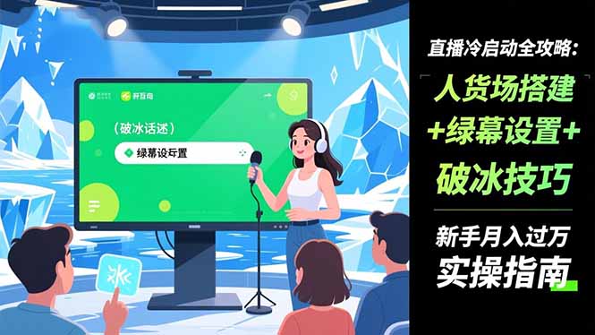 直播冷启动全攻略:人货场搭建+绿幕设置+破冰技巧,新手月入过万实操指南-海淘下载站