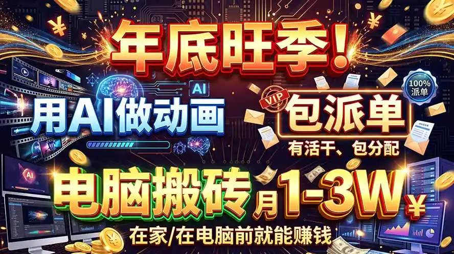 AI代做动画,旺季捡钱!一单500-1000+,提供做单渠道,新手可做!-海淘下载站