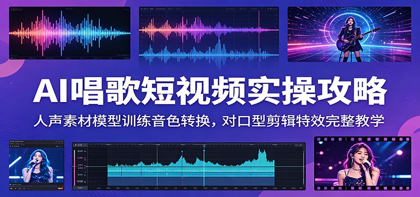 AI唱歌短视频实操攻略：人声素材模型训练音色转换，对口型剪辑特效完整教学-海淘下载站