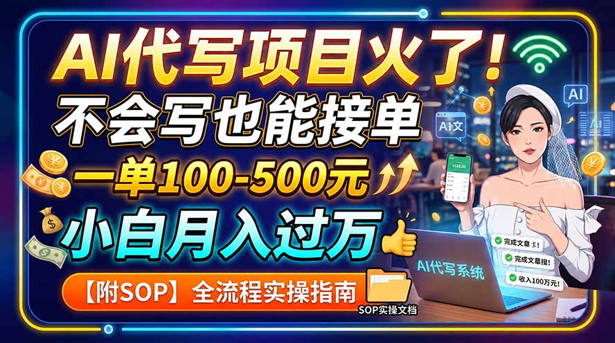 AI代写项目火了！不会写也能接单，一单100-500元，小白月入过万【附SOP】-海淘下载站