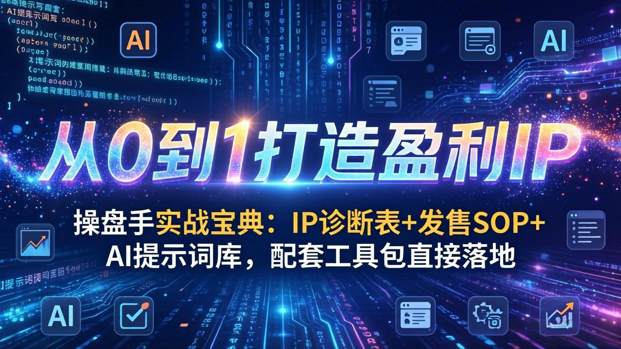 操盘手实战宝典：IP诊断表+发售SOP+AI提示词库，配套工具包直接落地，从0到1打造盈利IP-海淘下载站