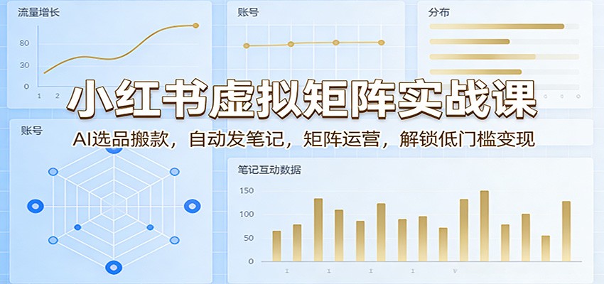 小红书虚拟矩阵实战课：AI选品搬款，自动发笔记，矩阵运营，解锁低门槛变现-海淘下载站