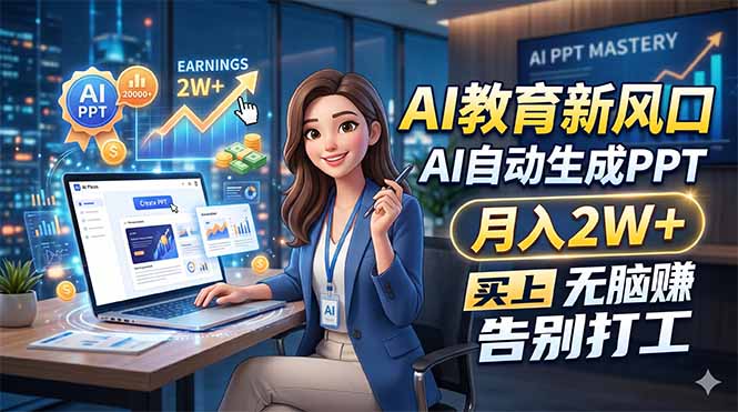 AI教育新风口，AI自动生成PPT，月入2W+，无脑赚，告别打工-海淘下载站