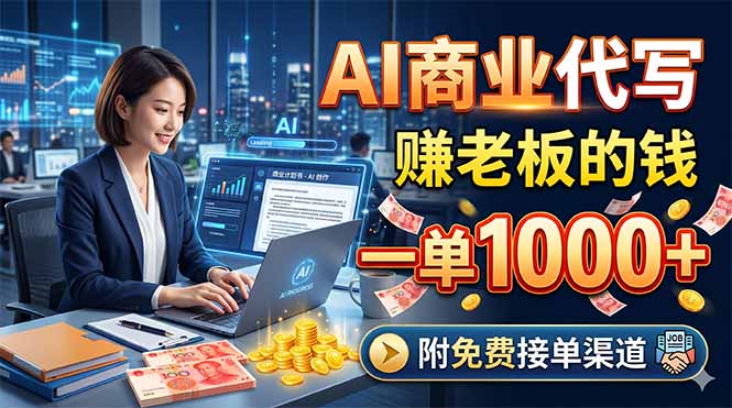 AI商业代写，赚老板的钱，一单1000+，附免费接单渠道-海淘下载站