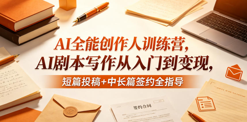 AI全能创作人训练营，AI剧本写作从入门到变现，短篇投稿+中长篇签约全指导-海淘下载站